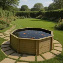 Octagonal Wooden Pond 10ft – 1099mm Height – 44mm Thick Wall