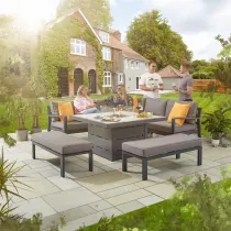 Tutbury Firepit Table with Corner Sofa and 2 Large Benches