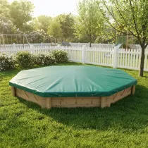 Wooden Sandpit - 10ft Octagonal – 295mm Height – 44mm Thick Wall inc Tarpaulin Cover