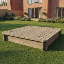 Wooden Sandpit - 1.5m x 1.5m – 295mm Height – 44mm Thick Wall - Inc Heavy Duty Lid