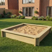 Wooden Sandpit - 1.5m x 1.5m – 295mm Height – 44mm Thick Wall