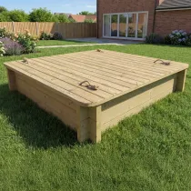 Wooden Sandpit - 1.5m x 1.5m – 429mm Height – 44mm Thick Wall - Inc Heavy Duty Lid