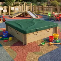 Wooden Sandpit - 1.5m x 1.5m – 429mm Height – 27mm Thick Wall - Inc Tarpaulin Cover