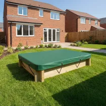 Wooden Sandpit - 1.5m x 1m – 295mm Height – 44mm Thick Wall - Inc Tarpaulin Cover