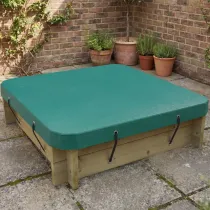 Wooden Sandpit - 1m x 1m – 295mm Height – 27mm Thick Wall - Inc Tarpaulin Cover