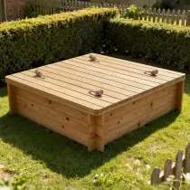 Wooden Sandpit - 1m x 1m – 429mm Height – 27mm Thick Wall - Inc Heavy Duty Lid