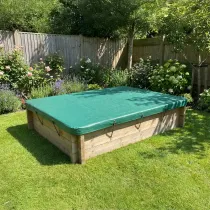 Wooden Sandpit - 2m x 1.5m – 429mm Height – 44mm Thick Wall inc Tarpaulin Cover
