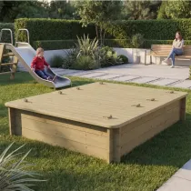 Wooden Sandpit - 2m x 1.5m – 429mm Height – 27mm Thick Wall - Inc Heavy Duty Lid