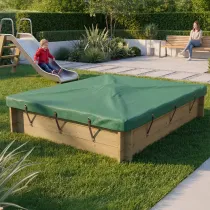 Wooden Sandpit - 2m x 1.5m – 429mm Height – 27mm Thick Wall - Inc Tarpaulin Cover