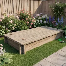 Wooden Sandpit - 2m x 1m – 295mm Height – 44mm Thick Wall - Inc Heavy Duty Lid