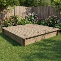Wooden Sandpit - 2m x 2m – 295mm Height – 44mm Thick Wall - Inc Heavy Duty Lid