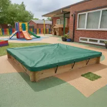 Wooden Sandpit - 2m x 2m – 295mm Height – 27mm Thick Wall - Inc Tarpaulin Cover
