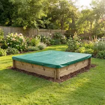 Wooden Sandpit - 2m x 2m – 429mm Height – 44mm Thick Wall inc Tarpaulin Cover