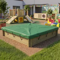 Wooden Sandpit - 2m x 2m – 429mm Height – 27mm Thick Wall - Inc Tarpaulin Cover