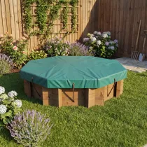 Wooden Sandpit - 4ft Octagonal – 295mm Height – 44mm Thick Wall inc Tarpaulin Cover