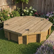 Wooden Sandpit - 4ft Octagonal – 295mm Height – 44mm Thick Wall - Inc Heavy Duty Lid