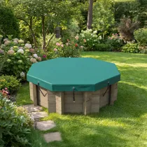 Wooden Sandpit - 4ft Octagonal – 429mm Height – 44mm Thick Wall inc Tarpaulin Cover