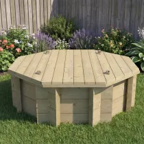 Wooden Sandpit - 4ft Octagonal – 429mm Height – 44mm Thick Wall - Inc Heavy Duty Lid
