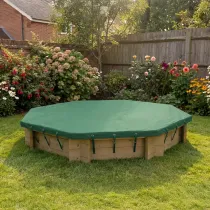 Wooden Sandpit - 6ft Octagonal – 295mm Height – 27mm Thick Wall - Inc Tarpaulin Cover