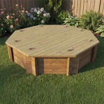 Wooden Sandpit - 6ft Octagonal – 429mm Height – 44mm Thick Wall - Inc Heavy Duty Lid