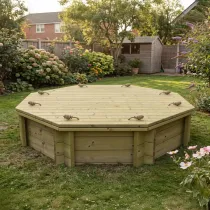 Wooden Sandpit - 6ft Octagonal – 429mm Height – 27mm Thick Wall - Inc Heavy Duty Lid