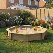 Wooden Sandpit - 8ft Octagonal – 429mm Height – 27mm Thick Wall