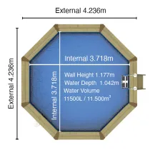 4.24m Octagonal Wooden Swimming Pool