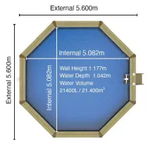 5.6m Octagonal Wooden Swimming Pool