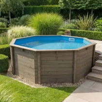 Garden Paradise 10ft Octagonal Wooden Fun Pool - 4ft deep