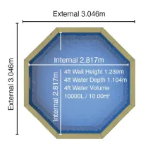 Garden Paradise 10ft Octagonal Wooden Fun Pool - 4ft deep