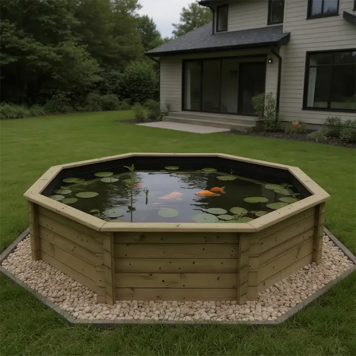 Octagonal Wooden Pond 10ft – 697mm Height – 27mm Thick Wall