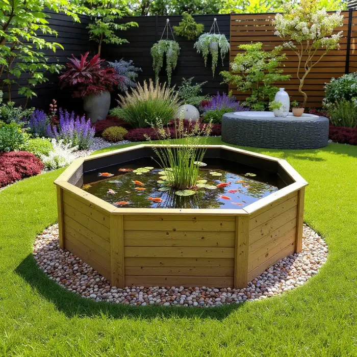 Octagonal Wooden Pond 12ft – 1099mm Height – 44mm Thick Wall
