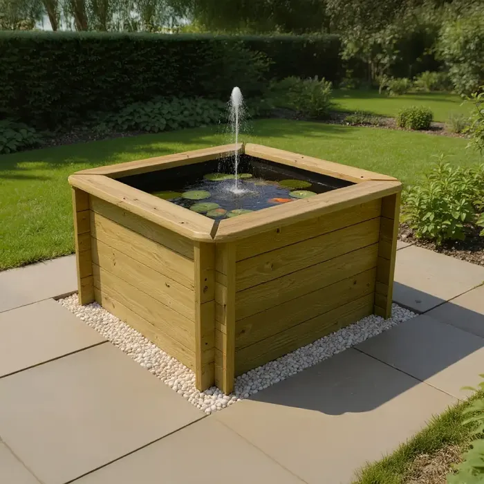 Wooden Pond 1m x 1m – 697mm Height – 27mm Thick Wall