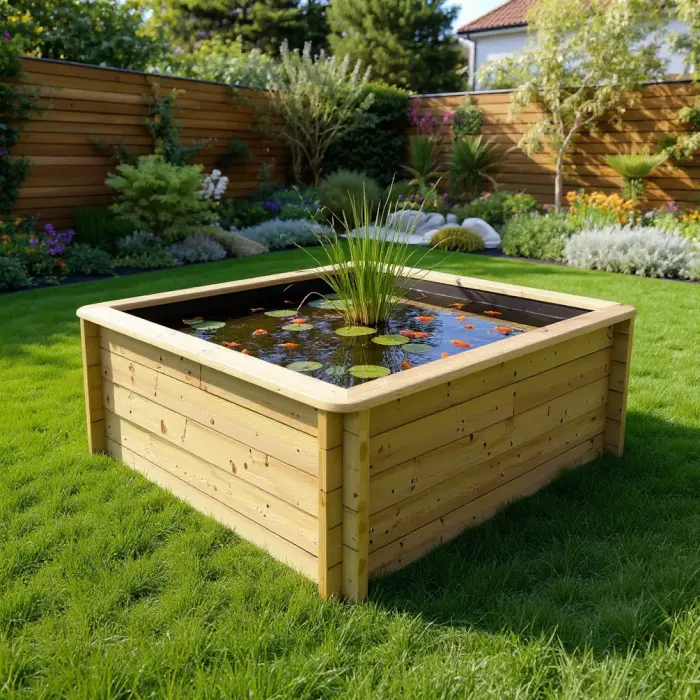 Wooden Pond 2m x 2m – 697mm Height – 44mm Thick Wall