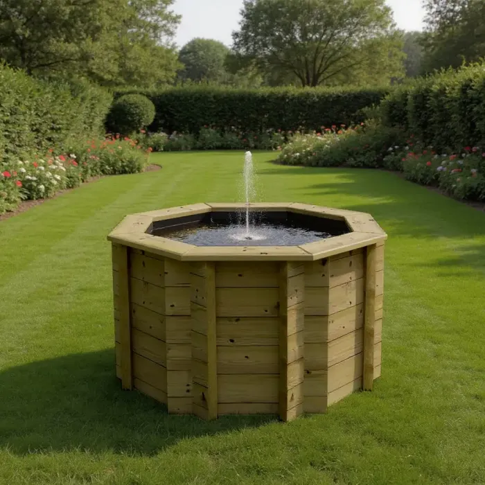 Octagonal Wooden Pond 4ft - 831mm Height – 44mm Thick Wall