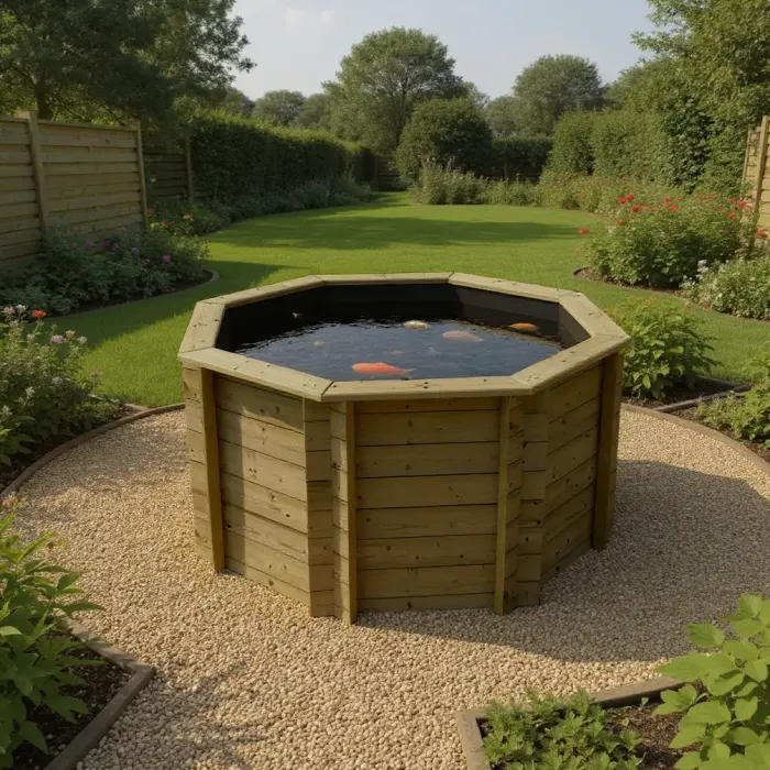 Octagonal Wooden Pond 6ft - 1099mm Height – 44mm Thick Wall