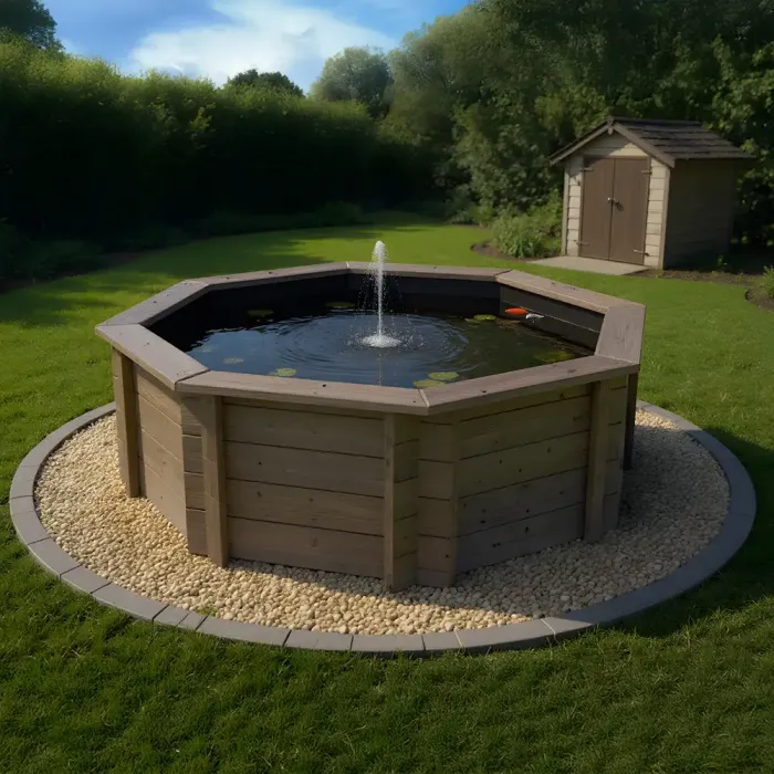 Octagonal Wooden Pond - 6ft - 697mm Height - 27mm Thick Wall