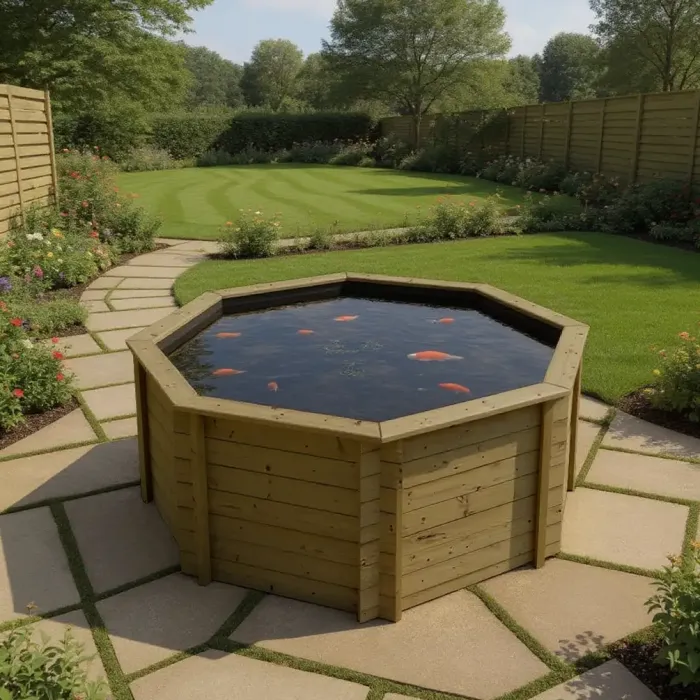 Octagonal Wooden Pond 8ft - 1099mm Height - 44mm Thick Wall
