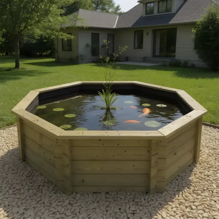 Octagonal-Wooden-Pond – 8ft - 697mm Height – 27mm Thick Wall