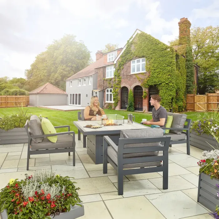 Grey Tutbury Firepit Table with 4 Chairs