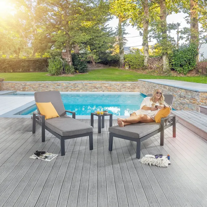 Grey Tutbury Lounger Set with Side Table