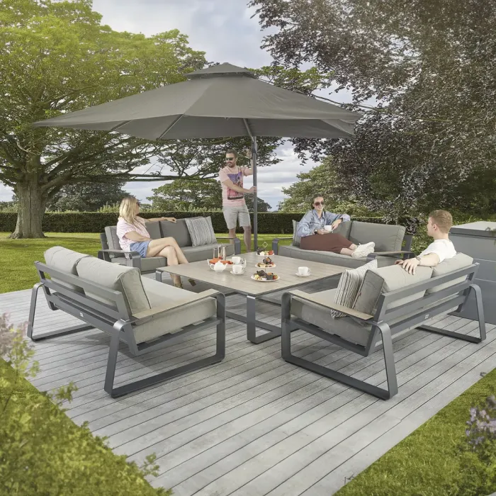 Grey Sandon Large Square Table and 4 Sofas