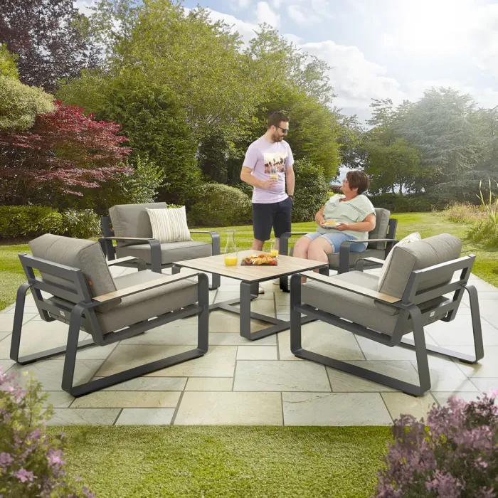 Grey Sandon Square Table and 4 Chairs set