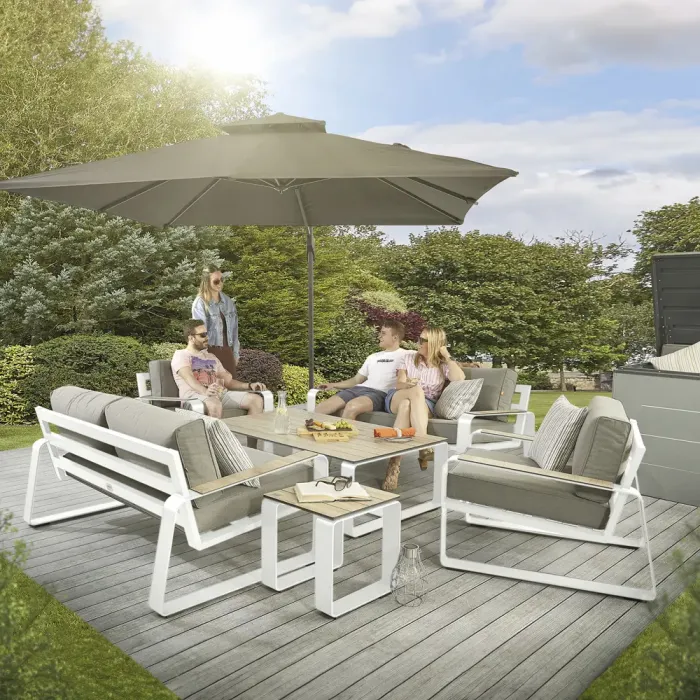White Sandon Rectangular Table with 2 Sofas and 2 Chairs