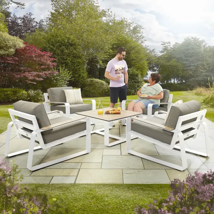 White Sandon Square Table and 4 Chairs set