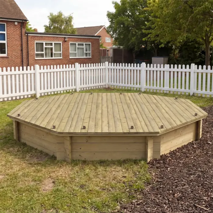 Wooden Sandpit - 10ft Octagonal – 429mm Height – 27mm Thick Wall - Inc Heavy Duty Lid