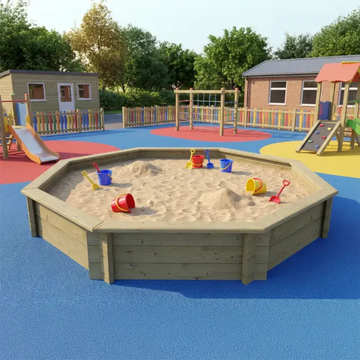 Wooden Sandpit - 10ft Octagonal – 429mm Height – 44mm Thick Wall