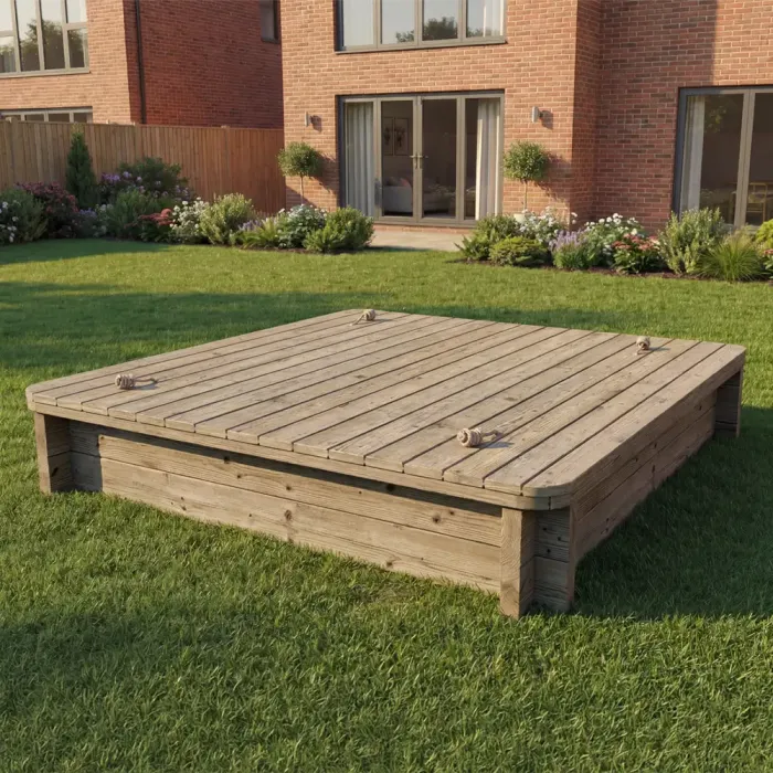 Wooden Sandpit - 1.5m x 1.5m – 295mm Height – 44mm Thick Wall - Inc Heavy Duty Lid
