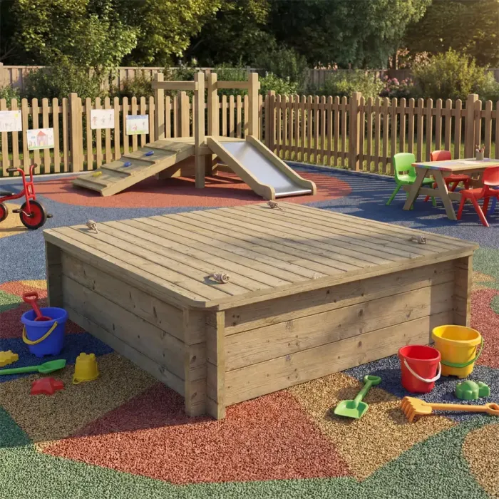 Wooden Sandpit - 1.5m x 1.5m – 429mm Height – 27mm Thick Wall - Inc Heavy Duty Lid