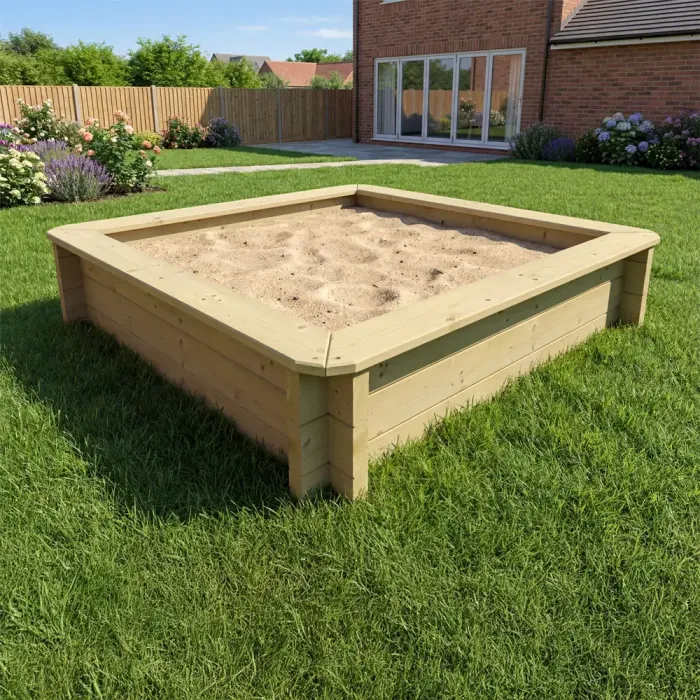 Wooden Sandpit - 1.5m x 1.5m – 429mm Height – 44mm Thick Wall